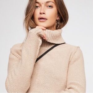 FP Solar Eclipse Cowl Neck Exposed Seams Pullover Sweater